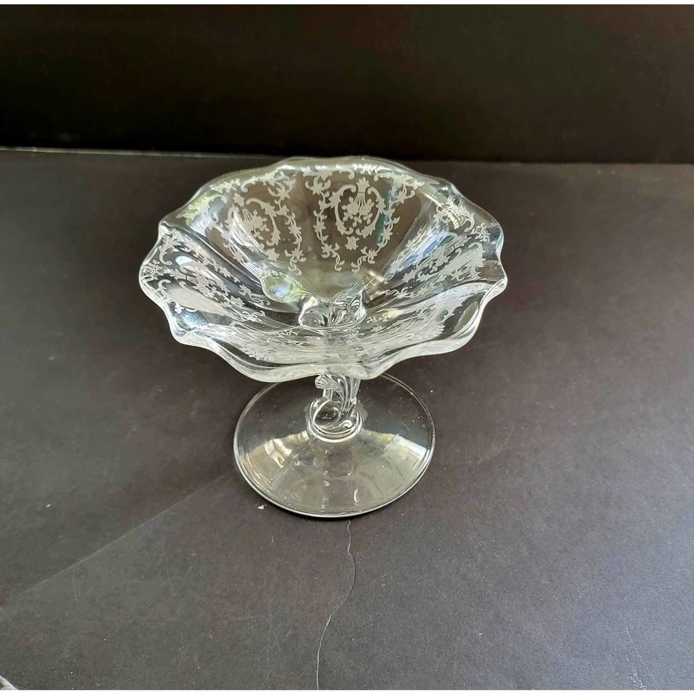 Fostoria Glass-“Navarre” Pattern-Baroque Blank-4 1/2” Tall-Compote-1950’s